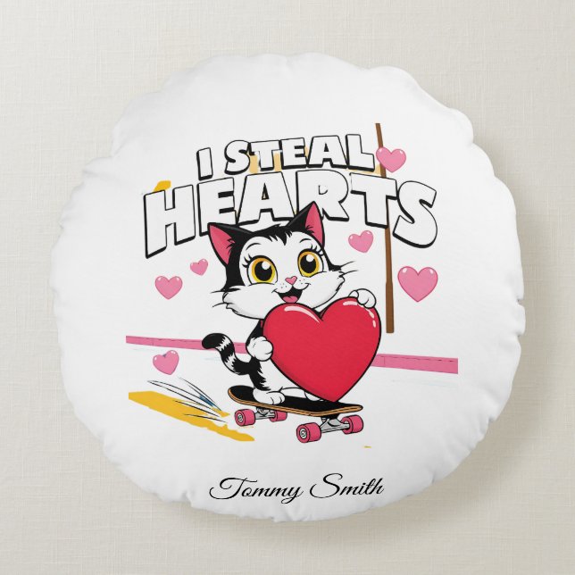 Moderne, moderne Valentinenkissen für Haustiere Rundes Kissen (Vorderseite)