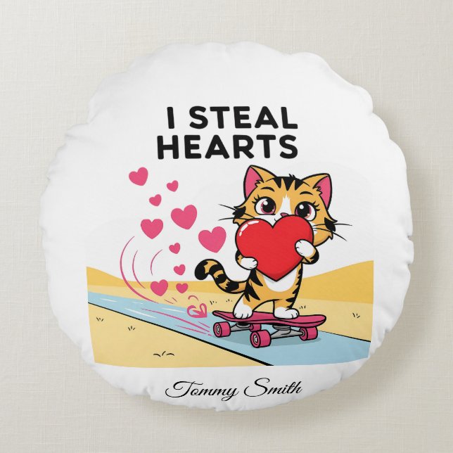 Moderne, moderne Valentinenkissen für Haustiere Rundes Kissen (Vorderseite)