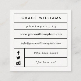 Moderne modische Fotografie-Visitenkarten Quadratische Visitenkarte