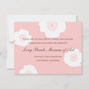 Moderne Mohnblumen Hochzeitsempfangskarte - Rosa Einladung