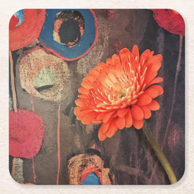 Moderne Mohnblumen-Untersetzer Rechteckiger Pappuntersetzer (Vorderseite)