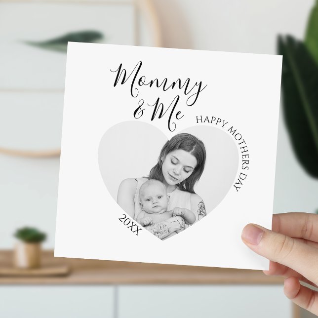 Moderne Mommy & Me | Herz-Foto Feiertagskarte (Von Creator hochgeladen)