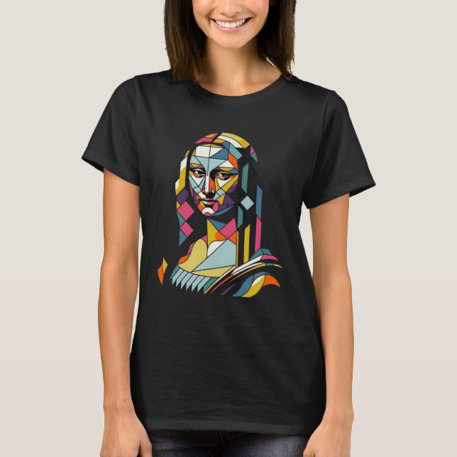Moderne Mona Lisa im Bleiglas-Stil T-Shirt (Vorderseite)