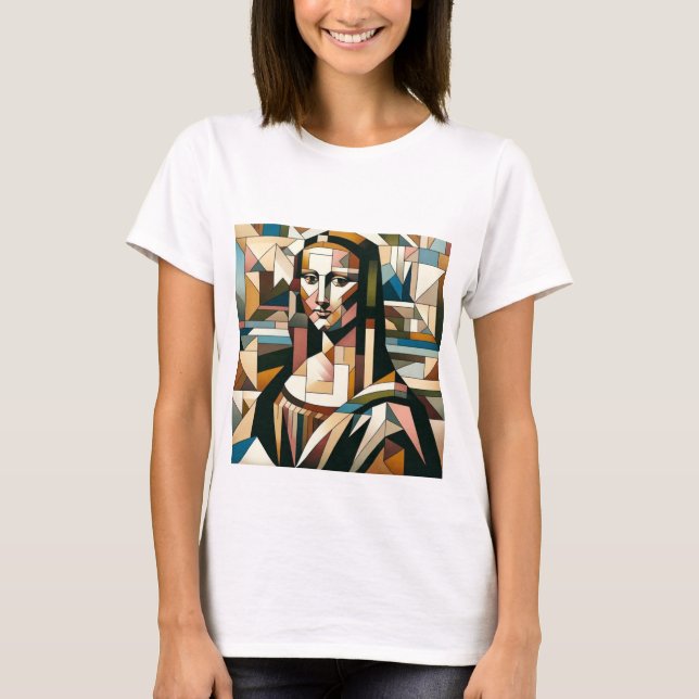 Moderne Mona Lisa im Bleiglas-Stil T-Shirt (Vorderseite)