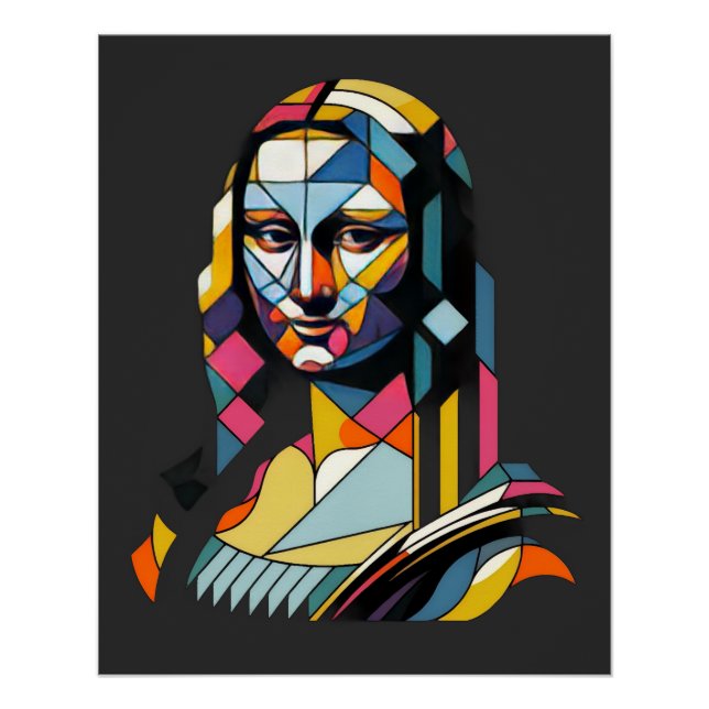 Moderne Mona Lisa im Bleiglasstil Poster (Vorderseite)