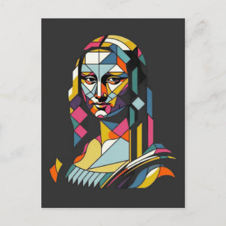 Moderne Mona Lisa im Bleiglasstil Postkarte