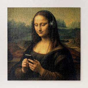Moderne Mona Lisa mit Smartphone Puzzle