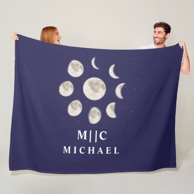 Moderne Mondphasen personalisiert Fleecedecke (Beispiel)