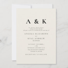 Moderne Mongram Beige Hochzeit Einladung