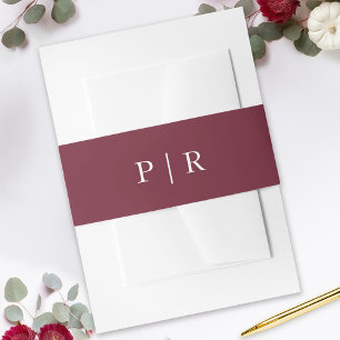 Moderne Mongram Fall Burgundy Wedding Einladungsbanderole