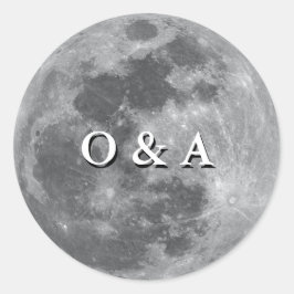Moderne Mongram Full Moon Wedding Runder Aufkleber