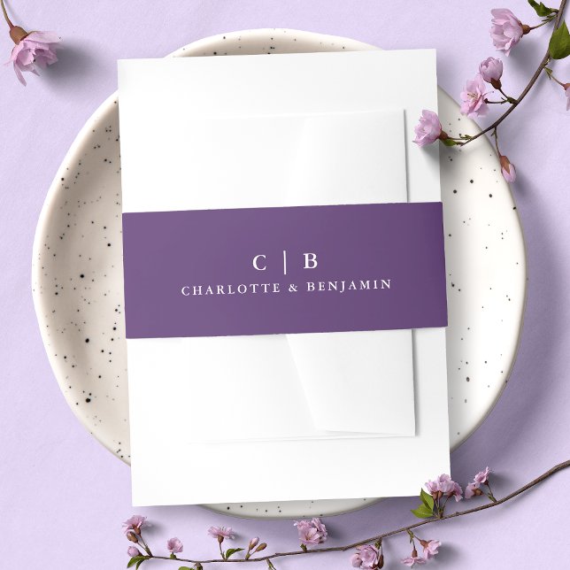 Moderne Mongram Lila Wisteria Wedding Einladungsbanderole (Von Creator hochgeladen)