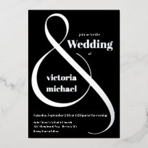 Moderne monochromatische Ampersand-Folie Einladung