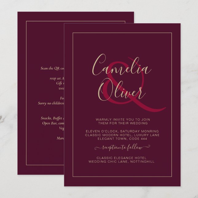 Moderne, monochrome Ampere und Hochzeit (Vorne/Hinten)