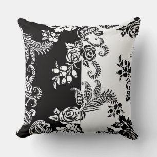 Moderne monochrome Blumenmuster-Wurfkissen Kissen