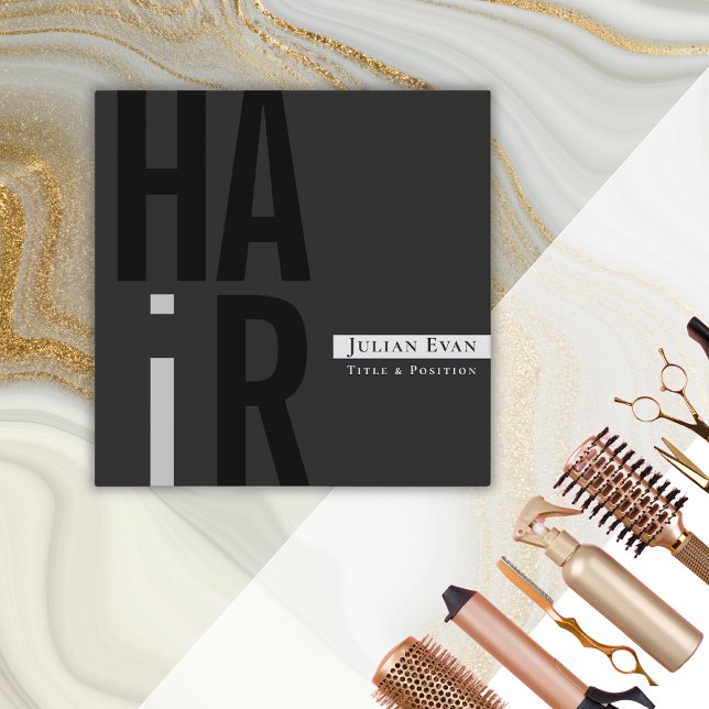 Moderne monochrome Friseur-Visitenkarte Quadratische Visitenkarte (Von Creator hochgeladen)