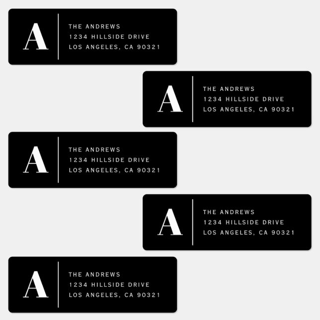 Moderne Monogram & Address Waterproof Labels Etiketten (Gruppe)