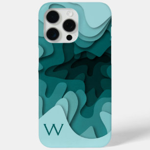 Moderne Monogram Aqua Türkise Abstrakte Malerei Case-Mate iPhone Hülle