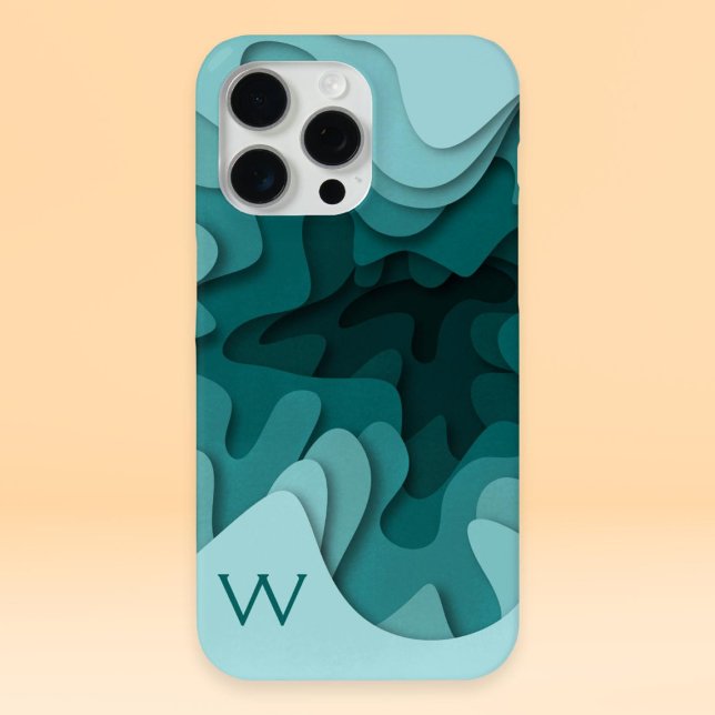 Moderne Monogram Aqua Türkise Abstrakte Malerei Case-Mate iPhone Hülle (Von Creator hochgeladen)