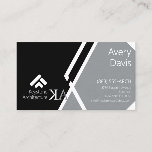Moderne Monogram Architecture Bold Black & Gray Visitenkarte (Vorderseite)
