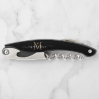 Moderne Monogram Black Gold Elegante Script Name