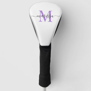 Moderne Monogram Black Lila Golf Head Cover Headcover