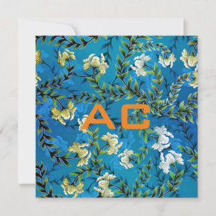 Moderne Monogram Blue Floral Chic
