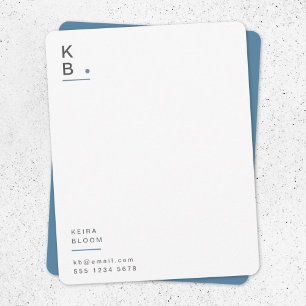 Moderne Monogram Blue Gray Skandinavien Mitteilungskarte