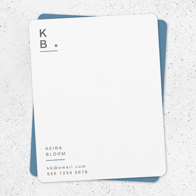 Moderne Monogram Blue Gray Skandinavien Mitteilungskarte (Von Creator hochgeladen)