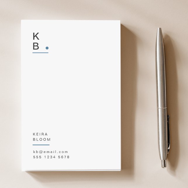 Moderne Monogram Blue Gray Skandinavien Post-it Klebezettel (Von Creator hochgeladen)