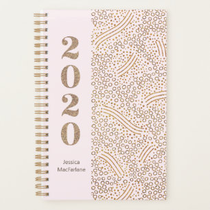 Moderne Monogram Blush Pink Gold Confetti 2020 Jah Planer