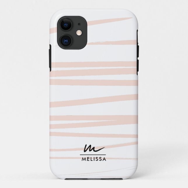 Moderne Monogram Blush Pink Lines Abstrakt Art Case-Mate iPhone Hülle (Rückseite)