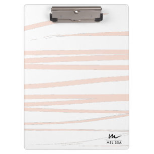 Moderne Monogram Blush Pink Lines Abstrakt Art Klemmbrett