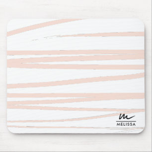 Moderne Monogram Blush Pink Lines Abstrakt Art Mousepad