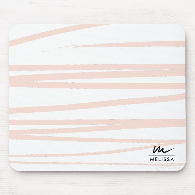 Moderne Monogram Blush Pink Lines Abstrakt Art Mousepad (Vorne)