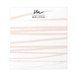 Moderne Monogram Blush Pink Lines Abstrakt Art Notizblock