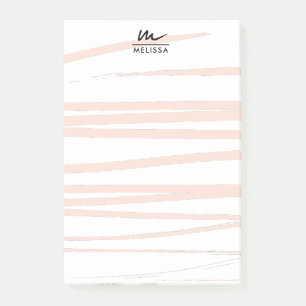 Moderne Monogram Blush Pink Lines Abstrakt Art Post-it Klebezettel