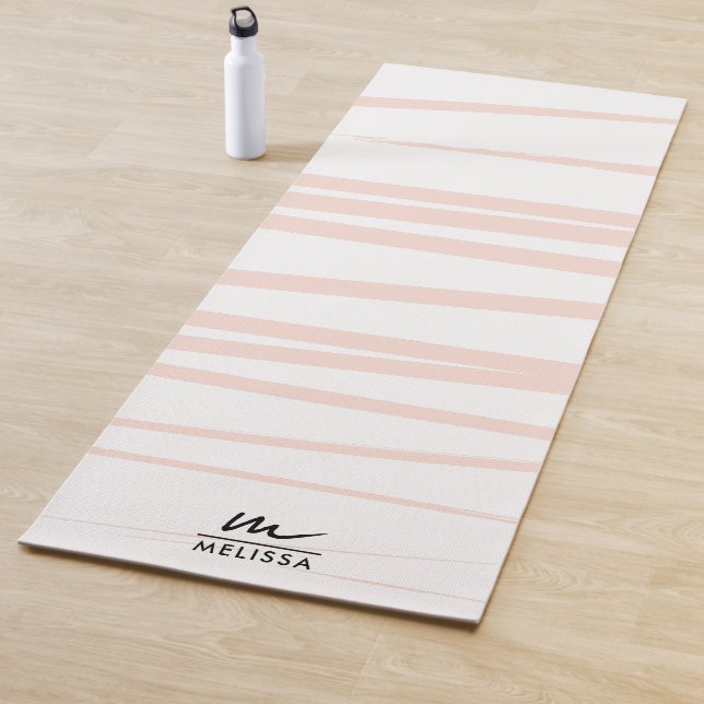Moderne Monogram Blush Pink Lines Abstrakt Art Yogamatte (Beispiel)