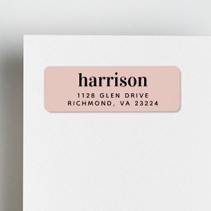 Moderne Monogram Blush Pink-Rücksendeadresse
