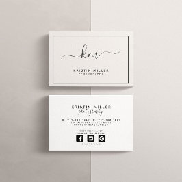 Moderne Monogram Blush und Grau Social Media Visitenkarte