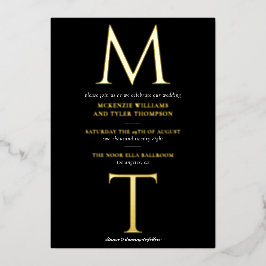 Moderne Monogram Bold Initials Black & Gold Folieneinladung