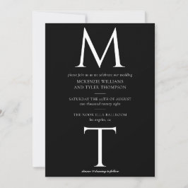Moderne Monogram Bold Initials Black Wedding Einla Save The Date