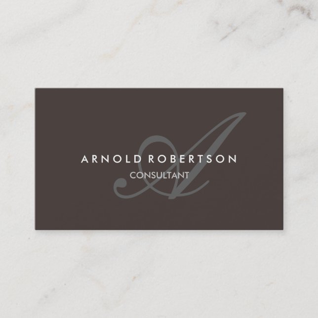 Moderne Monogram Brown Trendy Business Card Visitenkarte (Vorderseite)