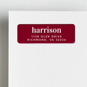 Moderne Monogram Burgundy Red Rücksendeadresse