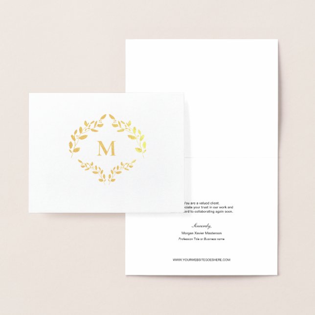 Moderne Monogram Business Logo Laurel Blätter Luxe Folienkarte (Anzeige)