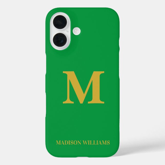 Moderne Monogram Chic Green Gold Stilvoll Minimali Case-Mate iPhone Hülle (Rückseite)