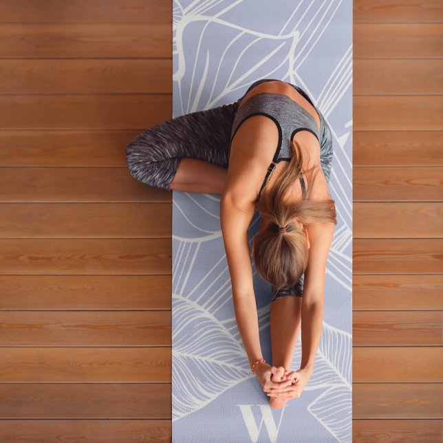 Moderne Monogram Chic Tropical Periwinkle Yogamatte (Von Creator hochgeladen)