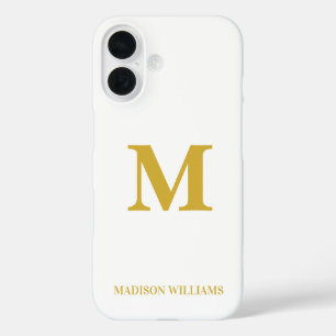 Moderne Monogram Chic White Gold Stilvoll Minimali iPhone 16 Hülle