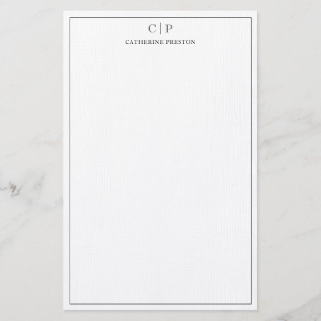 Moderne Monogram Classic Black Personal Stationery Briefpapier (Vorderseite)