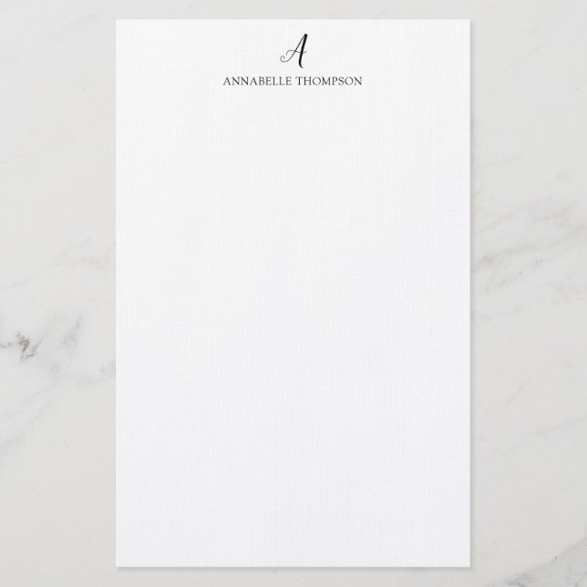 Moderne Monogram Classic Black Personal Stationery Briefpapier (Vorderseite)